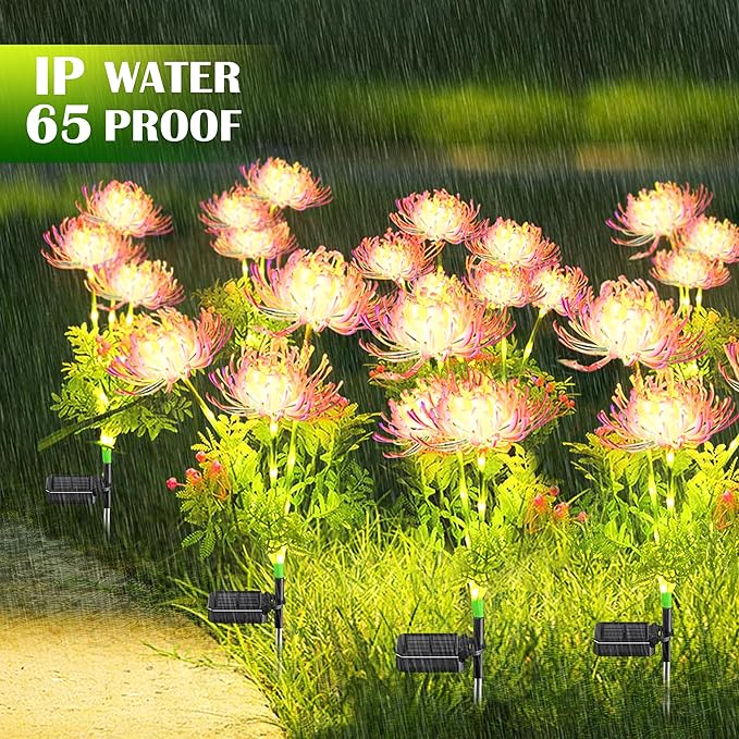 SunKite Solar Garden Lights, Solar Flowers Lights with Glowing Flowers & Stems, Outdoor Stake Decorative Lighting Waterproof for Garden,Yard Patio Pathway Decor,Gift for Mother（4 Pack）