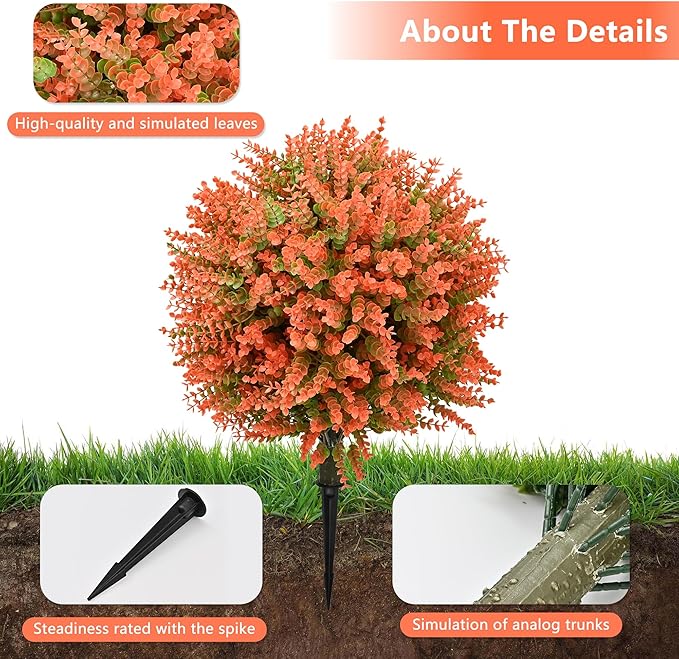 28" Artificial Boxwood Topiary Tree, UV Resistant Fall-Themed Faux Topiary for Outdoors & Indoors, Realistic Topiary Bush for Porch,Front Door, Patio,Thanksgiving & Seasonal Home Decor