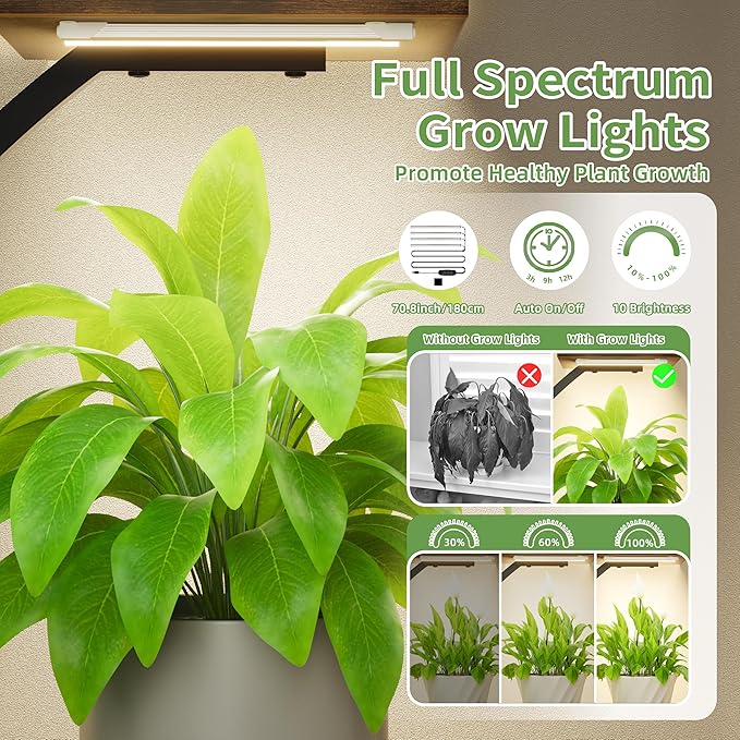 LATIBELL Plant Stand Indoor with Grow Lights, 63'' Tall Indoor Plant Shelf, 2 Pack Corner Plant Stands, 7 Tiered Lighted Flower Stands, Plant Rack Black Display Decorative for Living Room Patio