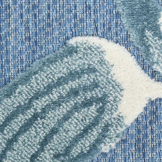 Nourison Aloha Blue 3'6" x 5'6" Area Rug - Easy Clean, Non Shedding, Bed Room, Living Room, Dining Room, Kitchen (4' x 6')