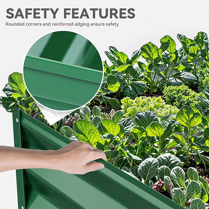 YITAHOME 6x3x1.5 2pcs Large Raised Garden Bed Kit, Galvanized Metal Planter Box with Gloves, Ground Nails, Support Rod, Outdoor Above Ground Planters for Plants Vegetables Flowers, Green