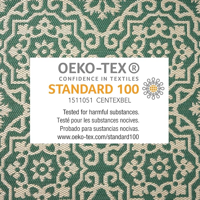 Nicole Miller New York Patio Country Julia Transitional Geometric Indoor/Outdoor Area Rug, Green/Beige, 6'6"x9'2"