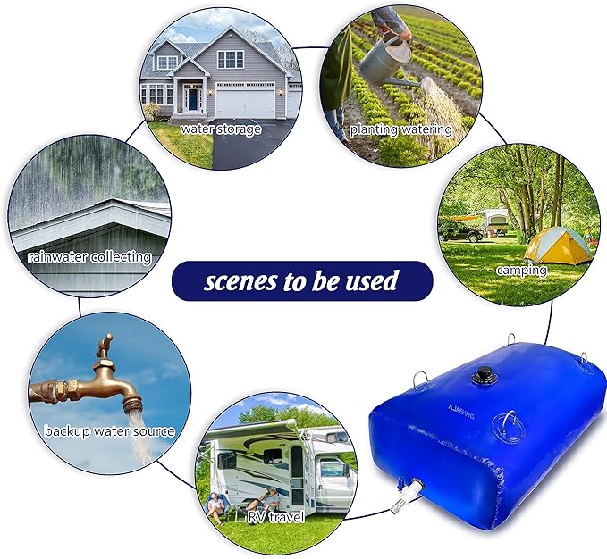 200Gal Portable Water Storage Bladder, Foldable Large Capacity Container Water Tank, Agricultural Irrigation, Camping, Firefighting, Outdoor Household Water