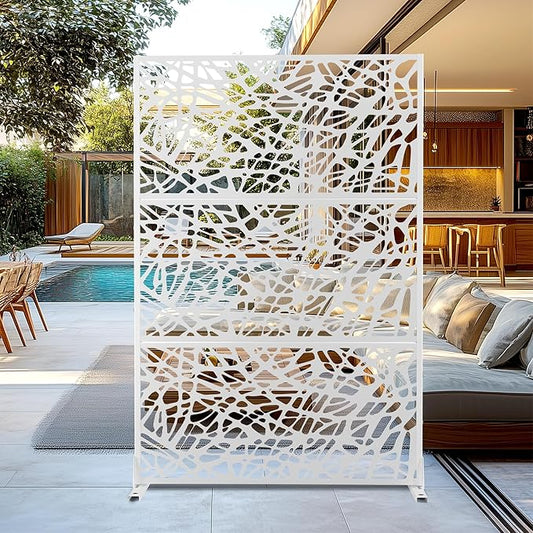 Outdoor Privacy Screen,72" H×47" W Metal Privacy Screen, Freestanding Privacy Fence Panels for Patio