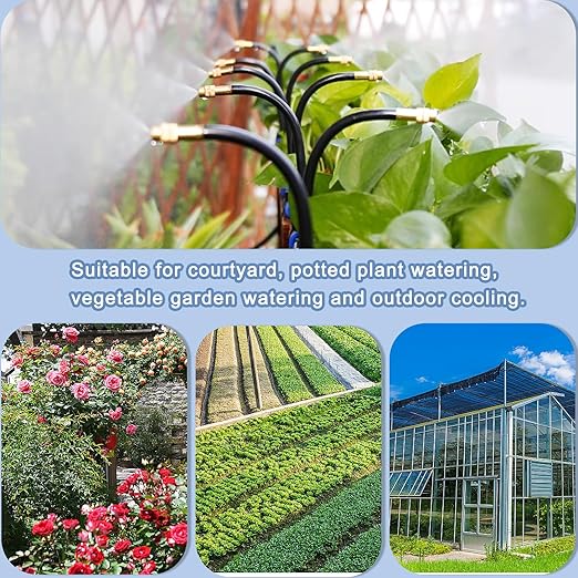 49.21Ft Drip Irrigation Kit Automatic Drip Irrigation System, 360° Bendable Garden Irrigation System, Garden Watering System Adjustable Bendable Nozzle Copper Sprayer System for Garden Yard