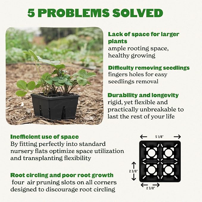 Epic Gardening Reusable Seed Starter Tray - 4 Cell 3"/16 Seedling Starter Trays - Easy Watering, Indoor Greenhouse, Plant Starter, Gardener-Friendly for Seedlings | UV-Treated & BPA-Free - Black