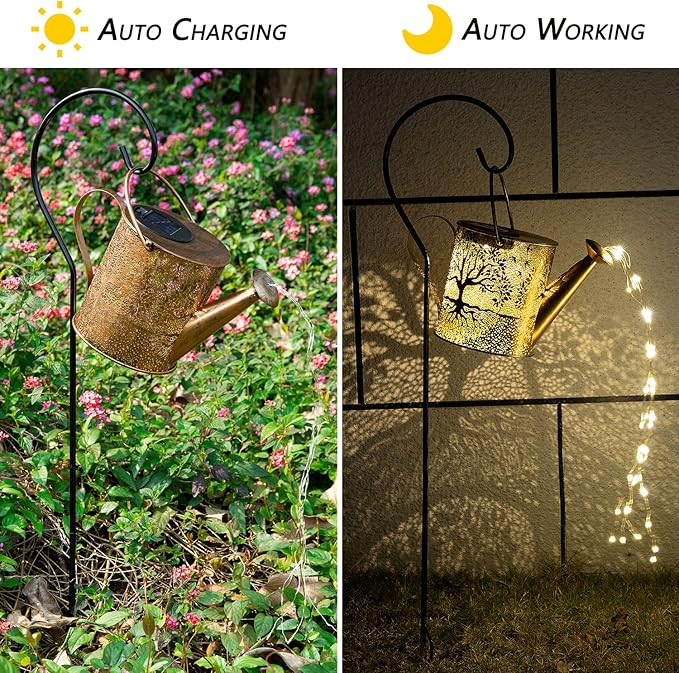 Solar Lights Outdoor Garden Decor, Large Waterproof Watering Can Landscape Lights Outside Decorations for Yard Front Porch Patio Backyard Gardening Gift for Mom Grandma Women Birthday