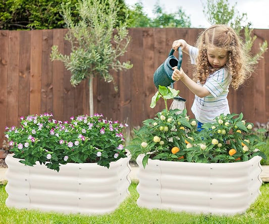 2-Pack 2x1ft Galvanized Raised Garden Bed, Outdoor Planter Bed, Metal Planter Box for Gardening and Planting