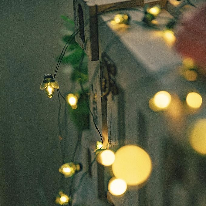 ANGMLN Solar Firefly Lights, 30 LED Solar Fireflies Lightning Bugs Fairy String Lights Outdoor Decor 19.6FT Solar Powered String Lights Waterproof for Garden Patio Home Wedding Party Spring Christmas