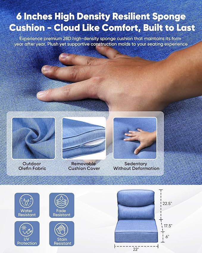 HUMMUH Wicker Patio Furniture Set 6 Inch Thick Cushion Outdoor Swivel Rocker Patio Chairs with Deep Seat Sofa 6PCS Outdoor Furniture Set for Porch Garden Deck