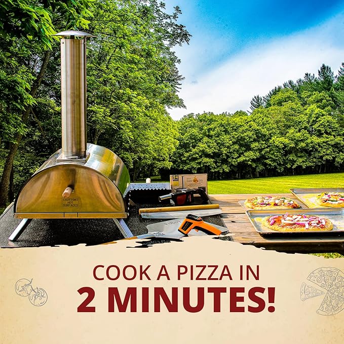 Outdoor Pellet Pizza Oven - Original Pellethead PoBoy Wood Fired Portable Grill with Peel, Blower, 13" Pizza Stone Accessories Kit