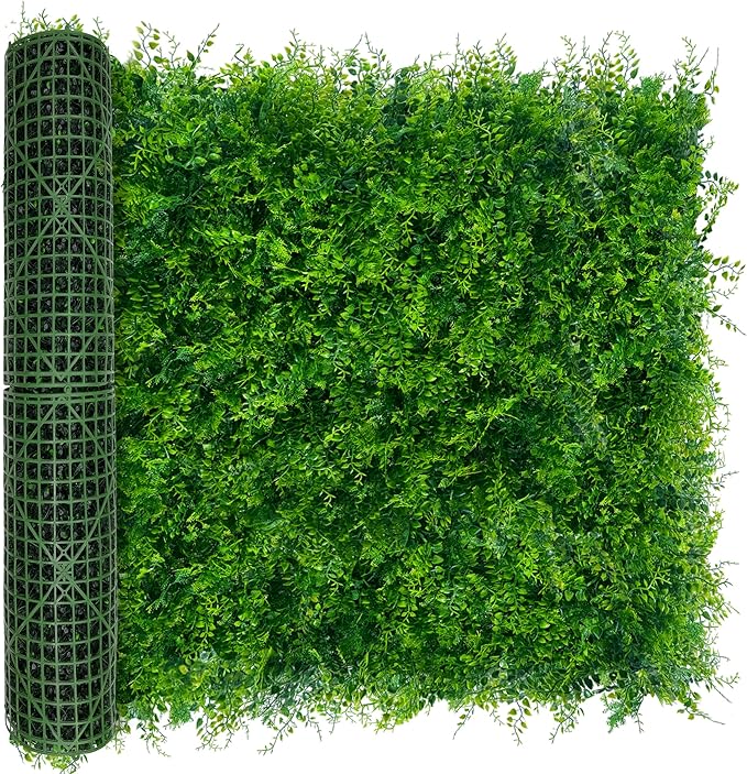 Greenery Faux Grass Wall Backdrop 40"x120"（33.5 SQFT） UV-Anti Artificial Green Boxwood Panel for Patio Balcony Privacy & Ivy Fence Covering Privacy, Garden, Backyard Wall Backdrop Decor
