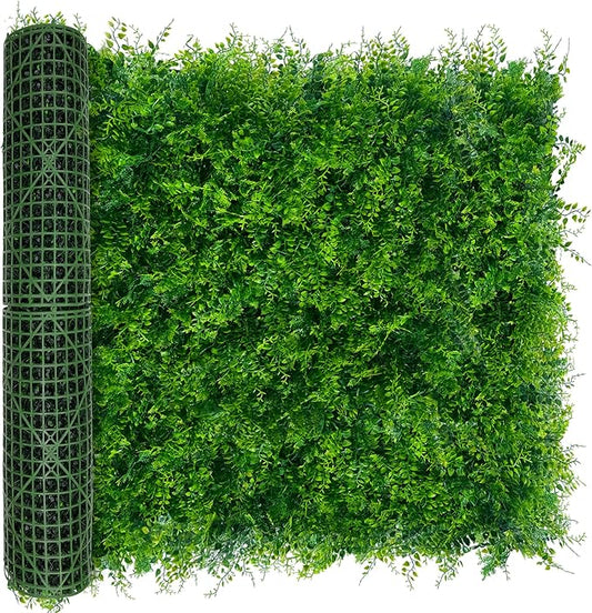 Greenery Faux Grass Wall Backdrop 40"x120"（33.5 SQFT） UV-Anti Artificial Green Boxwood Panel for Patio Balcony Privacy & Ivy Fence Covering Privacy, Garden, Backyard Wall Backdrop Decor