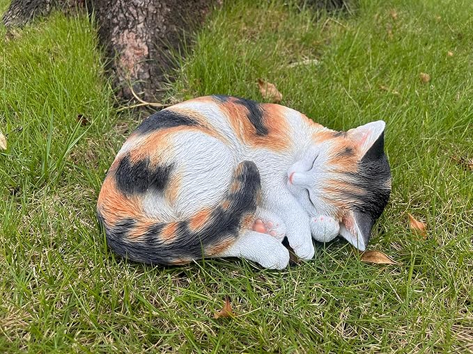 Hi-Line Gift Ltd. Sleeping Calico Cat Garden Statue