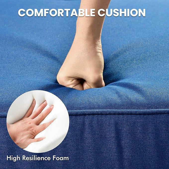 Outdoor Swivel Rocker Patio Chairs with Side Table,Wicker Swivel Rocking Chair Set of 2,3PCS High Back Wicker Patio Furniture Set Glider Chairs for Porch, Balcony, Deck,Yard,Navy Blue