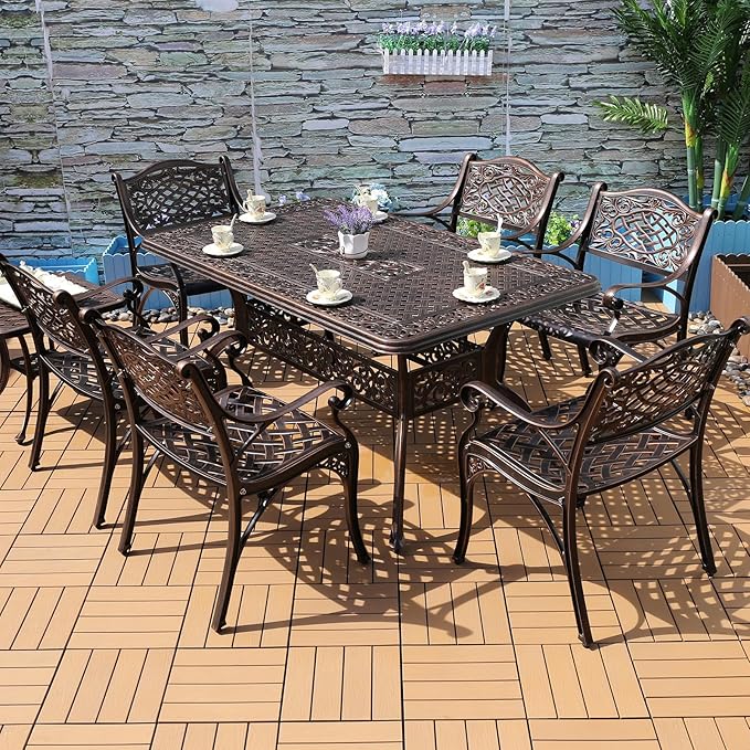 Outdoor Dining Chair Cast Aluminum Patio Chairs Set of 2 All-Weather Patio Dining Chair with Adjustable Feet for Backyard Garden (Die-Casting C Chair)