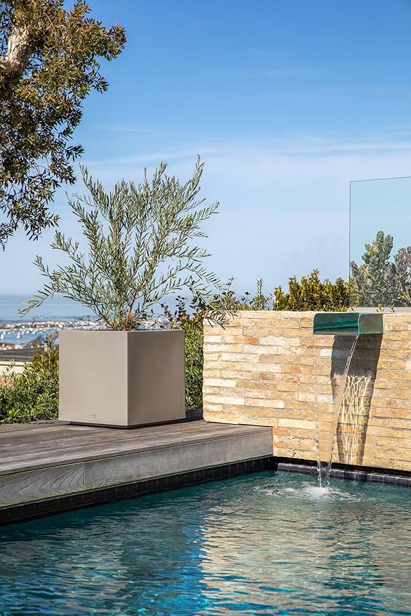 Veradek Block Series Cube Plastic Planter - Large Square Planter for Indoor or Outdoor Patio/Garden | Durable All-Weather Use with Drainage Holes | Modern Décor for Tall Plants, Trees, Flowers