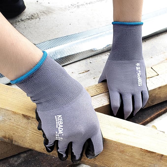 Kebada Work Gloves for Men and Women, Foam Nitrile Coated Safety Gloves with Grip, Ideal for Warehouse Package Handling, Gardening, Mechanic and Construction, Medium