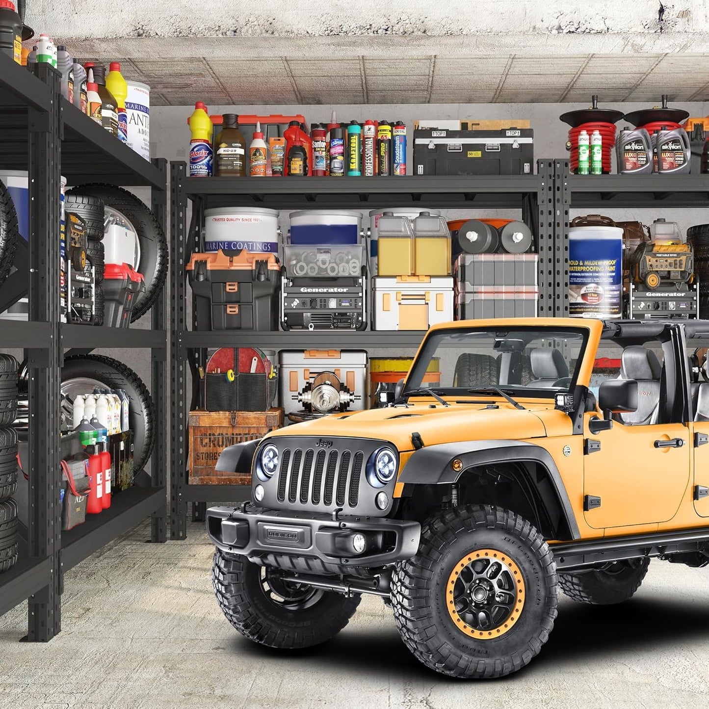 Heavy Duty Garage Shelving Unit - 8500 lbs Capacity, Industrial Metal Storage Rack, Adjustable Steel Rack for Garage, Warehouse, Basement, Pantry (67" W x 19.7" D x 63" H)