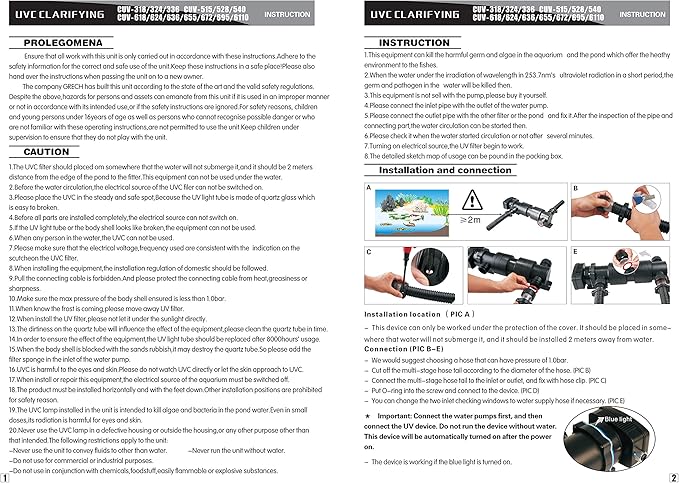 24W Non-Submersible UV Ultraviolet 21.5" Light Clarifier Lamp Filter for Aquarium Koi Pond Fish Tank