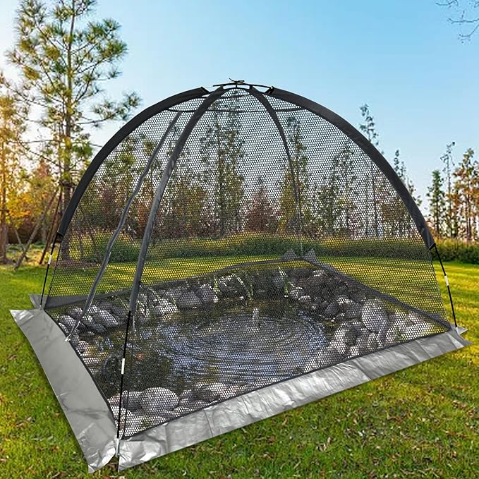 Pond Cover Dome: Protective Netting Tent for Outdoor Fish Koi Ponds Garden Leaves Vegetable Plant Care Use 8X10FT
