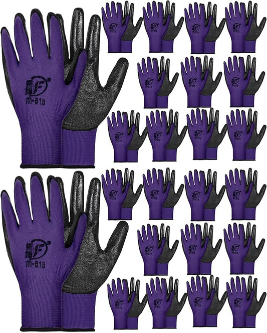 Nuogo 24 Pairs Gardening Gloves for Men Women Rubber Coated Landscaping Work Gloves Safety Work Construction