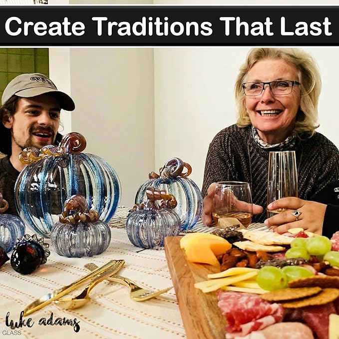 Luke Adams Glass Handmade Glass Pumpkins Handmade Table Top Home Decor (Squat, Happily Ever After)