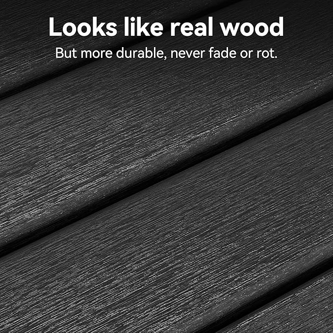 Set of 4 Folding HDPE Adirondack Chairs - Heavy-Duty Weather-Resistant Patio Chairs with Wide Armrests & Ergonomic High Back, Fire Pit Seating for Backyard, Garden, Porch (Black)