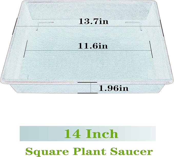 Square Plant Saucer 14 Inch 5 Pack 8 12 14 16 18 20 Plant Trays for Pots Heavy Duty Plastic Plant Saucers for Indoors Outdoors, Flower Pot No Holes Plant Drip Trays