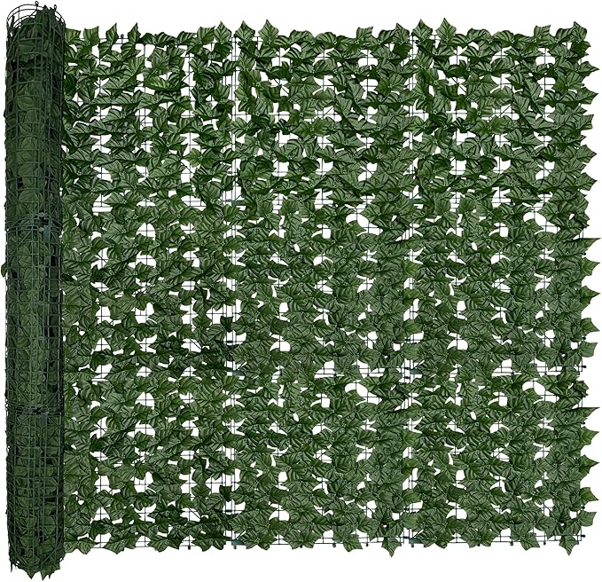 Artificial Ivy Privacy Fence Screen,128" by 60" (53.5 SQFT) UV-Anti Faux Hedge Fence and Fake Ivy Vine Leaf Wall Panels for Indoor&Outdoor Green Backdrop, Garden Greenery Decor