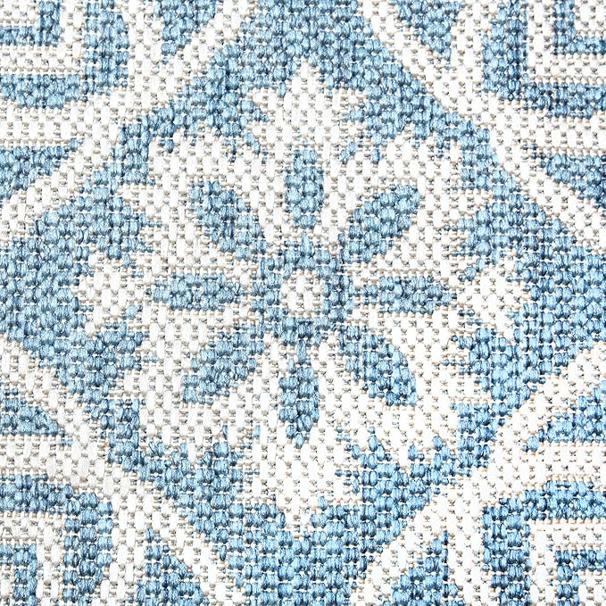 Nicole Miller New York Patio Country Julia Transitional Geometric Indoor/Outdoor Area Rug, Blue/Grey, 3'11"x5'2"