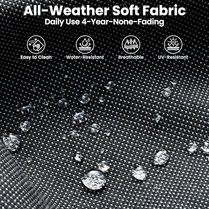 ovios 6 Pieces Patio Furniture Set Outdoor Sofa Couch with Solar Lights Table Comfy Cushions, Modern Deep Seat Wicker Rattan Conversation Set for Porch Deck, Black