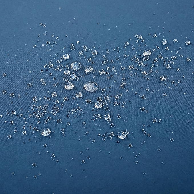 Polibi Outdoor Patio Sunbed with Blue Curtains,Outdoor Sun Lounger Bed with Pillows,Rubber Core Rope Weaving Outdoor Double Chaise Lounge Suitable for Pool,Garden,Blue