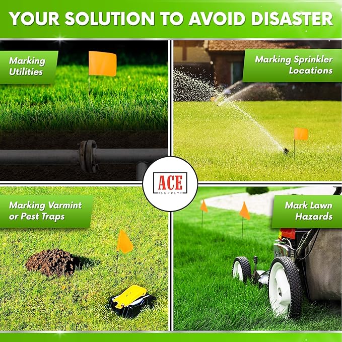 Yellow Marking Flags 1000 Pack - 4x5x15 Inch Yellow Flags for Yard - Markers For Lawn, Irrigation, Landscaping, Survey & Sprinkler Head Marking