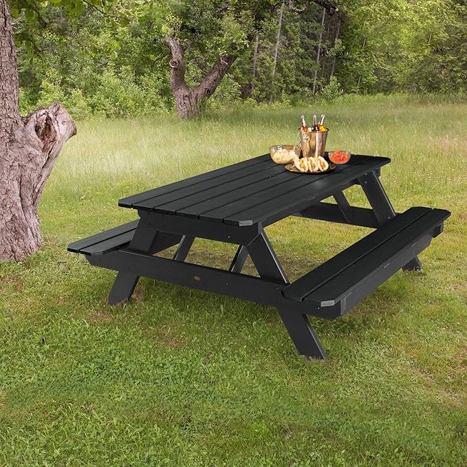 highwood Hometown Picnic Table, 6 Foot, Black