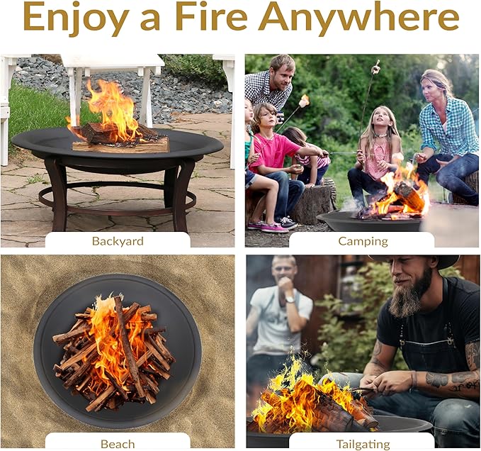 Sunnydaze Outdoor Fire Pit Bowl Replacement Insert for DIY Ring or Existing Stand - Wood-Burning Fire Bowl for Outside - 32-Inch