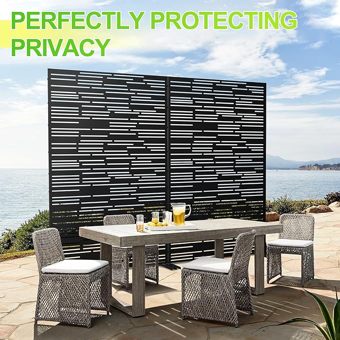 Outdoor Privacy Screen,72" H×47" W Metal Privacy Screen, Freestanding Privacy Fence Panels for Patio