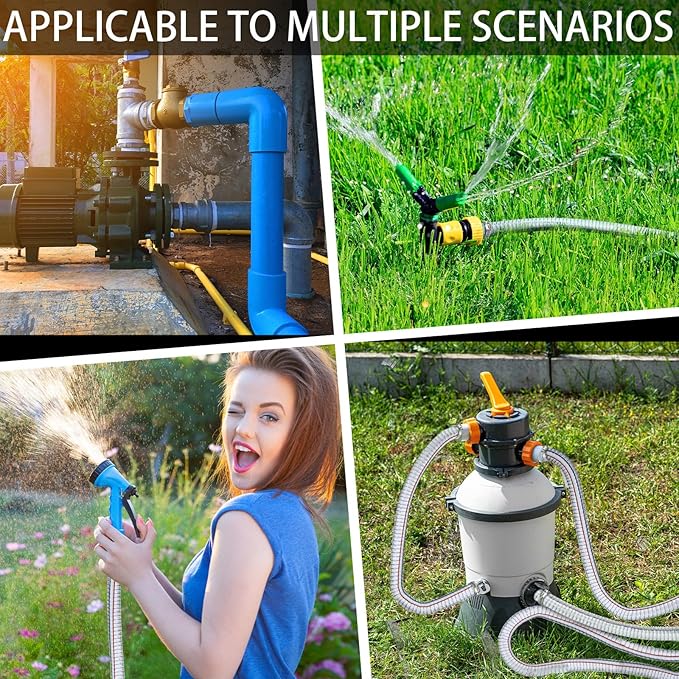 Frienda Heavy Duty Steel Wire Flexible Tubing with Fasteners PVC High Pressure Drain Hose Tube Pond Tubing Clear Wire Reinforced for Pond Bilge Pump Vacuum Suction Hose(3.3 Ft, 1 Inch Id)