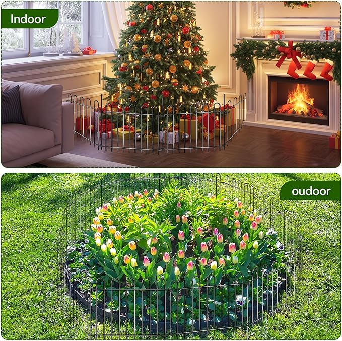 26 Panels Decorative Garden Fence, 37ft X 20in Rustproof Metal Animal Barrier Fence, No Dig Fence Garden Fence, Arched Flower Bed Edging Ornamental Wire Border Fencing for Outdoor Yard, Patio Decor