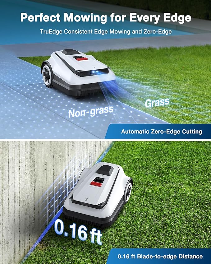 ECOVACS Goat A2500 RTK Robot Lawn Mower, Lidar-Enhanced RTK+Vision Navigation, Auto-Mapping, Dual Blades, Edge Precision Mowing, Perimeter Wire-Free, Suitable for 5/8 Acres Lawn, 50% Slope Capability