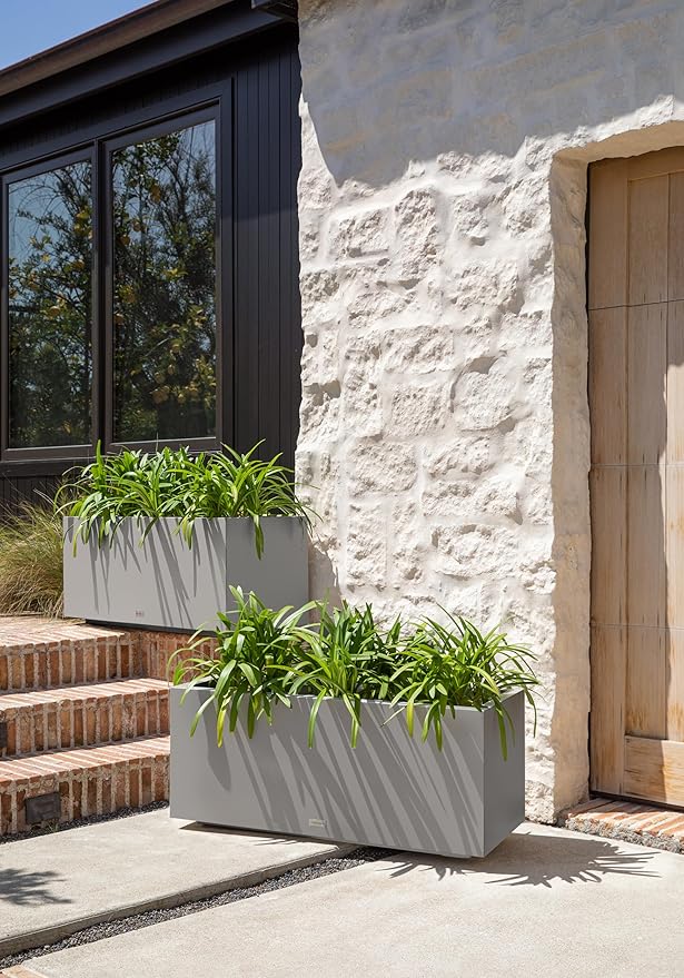 Veradek Block Series Long Box Planter - Large Rectangular Planter for Indoor or Outdoor Patio/Porch | Durable All-Weather Use with Drainage Holes | Modern Décor for Tall Plants, Flowers or Shrubs