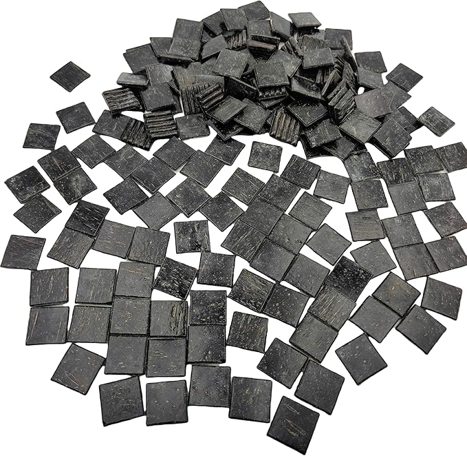 3/4 inch Quartz Glass Mosaic Tiles for Crafts, 1.1 LB, Square Mosaic Pieces for DIY Picture, Home Mosaic Decoration (Black)