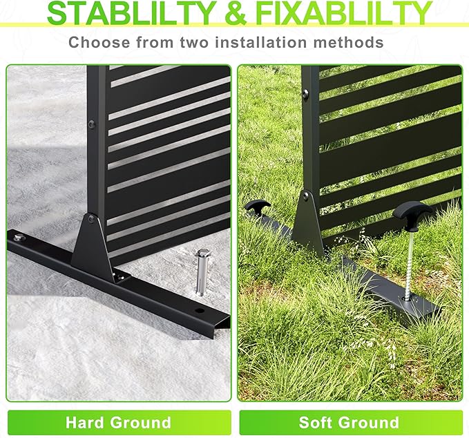 Outdoor Privacy Screen,72" H×47" W Metal Privacy Screen, Freestanding Privacy Fence Panels for Patio