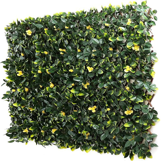 3rd Street Inn™ Leaf Trellis - Bamboo Greenery Panel - Boxwood and Ivy Privacy Fence Substitute - DIY Flexible Fencing (1, Yellow Rose Rattan)