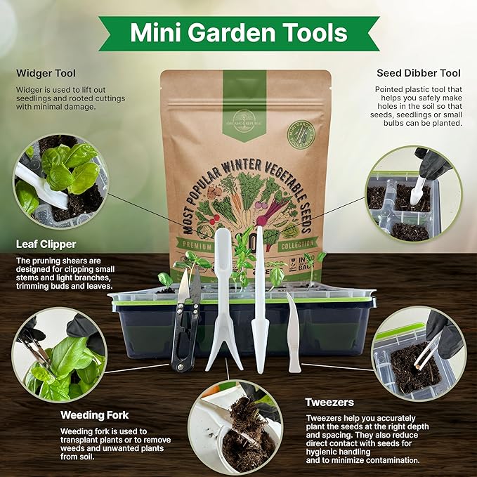 Organo Republic 30 Most Popular Winter Vegetable Garden Seeds Variety Pack- Outdoors/Indoor 8300+ Non-GMO Heirloom Veggie Seeds Broccoli Beet Carrot Cabbage Chives Lettuce Radish Pea Spinach & More