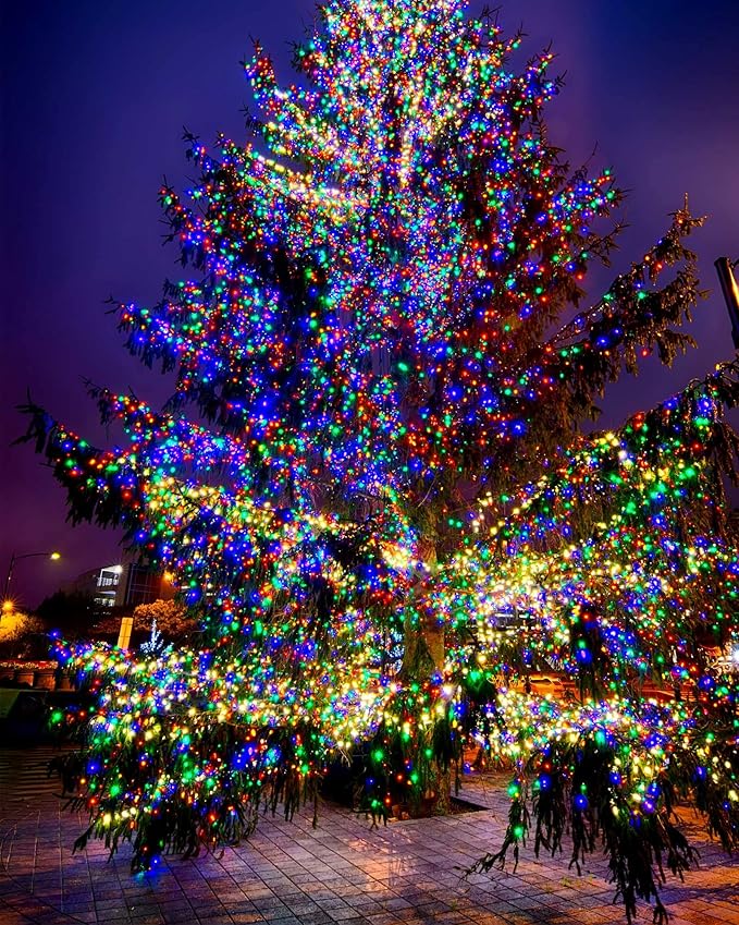 Treela 9 Pack Solar String Lights for Outside, 39 ft 100 LED Outdoor Fairy Lights Waterproof Copper Wire 8 Modes Solar Twinkle Lights for Patio Garden Tree Yard Party Decor(Colorful)