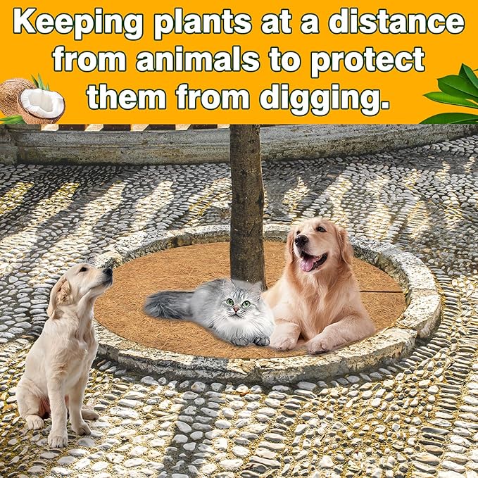 ZeeDix 3 Pack 30 Inch Coconut Fiber Tree Mulch Ring, 100% Natural Coco Coir Tree Ring Mulch Mat, Coconut Coir Discs Plant Cover Tree Protectors Mats Mulch Rings for Landscaping Trees Outdoor Plants