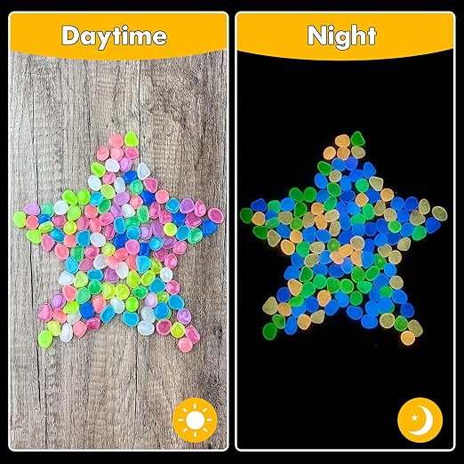 Glow in The Dark Rocks Outdoor Garden Pebbles Stones, 2.2Lbs Fish Tank Glow Rocks Resin Glowing Pebbles for Garden/Aquarium/Planter/Walkway/Driveway,Multi