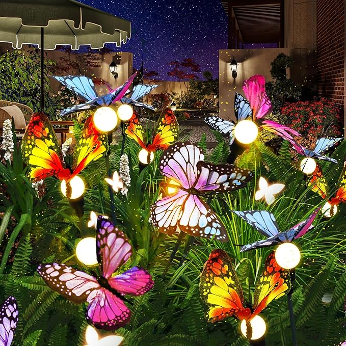 Swaying Solar Butterfly Light, Solar Garden Lights Outdoor Waterproof,Garden Decoration for Yard,Patio,Lawn,Pathway (2 Pack)