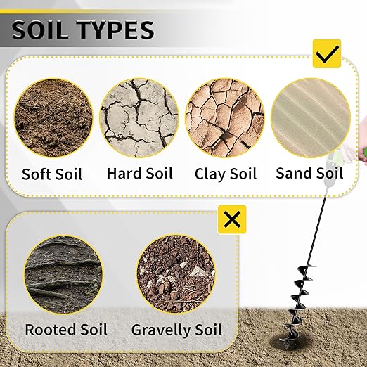 5pcs Auger Drill Bit for Planting - Plant Auger for Cordless Drill - Bulb Planter Tool for Bulbs Planting&Holes Digging - 3/8" Hex Drive Drill